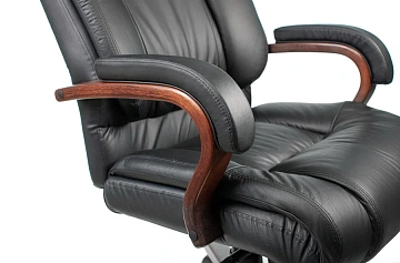 Кресло руководителя Бюрократ T-9925WALNUT черный кожа крестов. металл/дерево