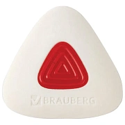 Ластик BRAUBERG 'Trios PRO', 36х36х9 мм, белый, треугольный, красный пластиковый держатель, 229559