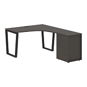 Стол эргономичный с тумбой EVCET 1318(R) Мокко/Черный 1360х1880х750 EDIS
