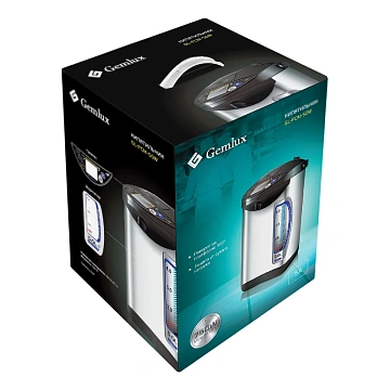 Термопот Gemlux GL-PCM-50W на 4.5л, 800Вт, серебристо-черный