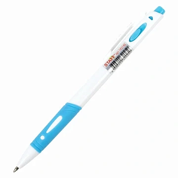 Ручка шариковая автоматическая с грипом STAFF 'BP-16 White', СИНЯЯ, ассорти, линия письма 0,35 мм, 143749