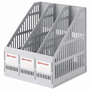 Лоток вертикальный для бумаг BRAUBERG 'SMART-MAXI' (254х255х297 мм), 3 отделения, сетчатый, сборный, серый, 231524
