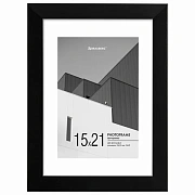 Рамка 15х21 см с паспарту 10х15 см небьющаяся, багет 20 мм, пластик, BRAUBERG 'New Age', черная, 391