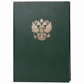 Книга учета 96 л., клетка, твердая, бумвинил, офсет, герб, А4 (200х290 мм), BRAUBERG, зеленая, 13027