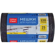 Мешки для мусора  120л OfficeClean ПВД, 65*100см, 30мкм, 25шт., прочные, черные, в рулоне