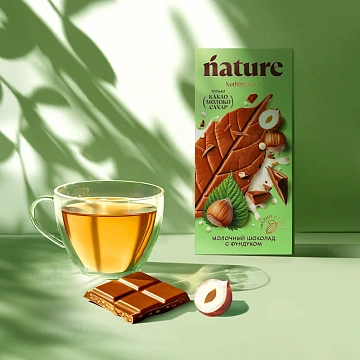 Шоколад N Nature молочный с фундуком, 70г