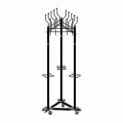 Вешалка на колесах на 15 крючков с держателем для зонтов 'Гардикс-3К', металл, черная