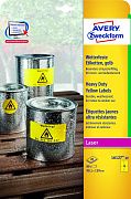 Этикетки всепогодные Avery Zweckform L6127-20, желтые, 99.1х139мм, 4шт на листе А4, 20 листов