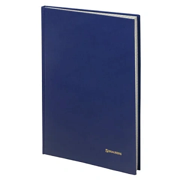 Книга учета 144 л., клетка, твердая, бумвинил, блок офсет, А4 200х290 мм, BRAUBERG, синий, 130226