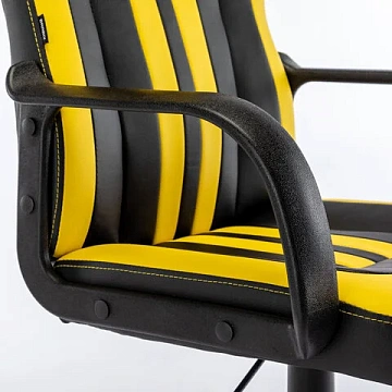 Кресло компьютерное BRABIX 'Stripe GM-202', экокожа, черное/желтое, 532510