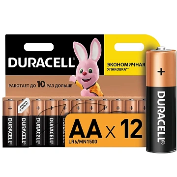 Батарейка Duracell Basic AA LR6, 1.5В, алкалиновые, 12шт/уп