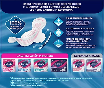Прокладки Libretta Ultra ночные мягкая поверхность, 8шт