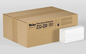 Бумажные полотенца Veiro Professional Lite H2, 2 слоя, Z-сложение, 200лист, белые,  Z32-200