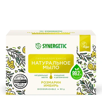 Мыло туалетное Synergetic Розмарин и имбирь, 90г