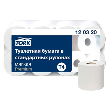 Бумага туалетная Tellus/TORK (Система T4) PREMIUM, спайка 8 рулонов по 23 метра, 2-слойная, белая, 120320