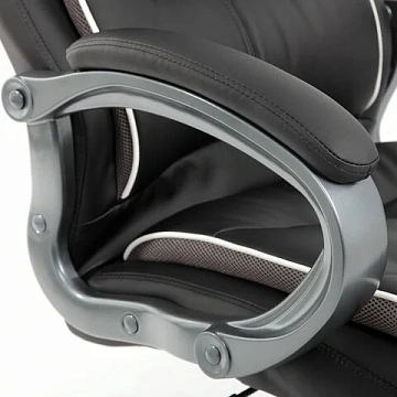 Кресло офисное BRABIX PREMIUM 'Strong HD-009', НАГРУЗКА до 200 кг, экокожа черная, ткань серая, 5319