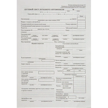 Бланк Путевой лист легк.авто (книж.100л),газетн.бум, 20 блоков/уп (1081334)
