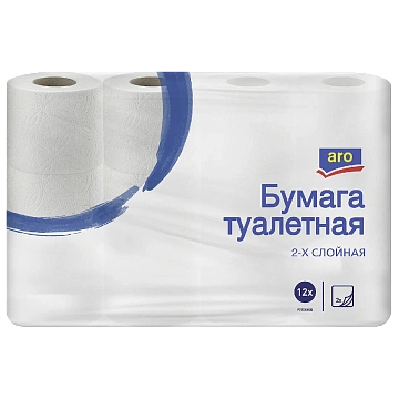 aro Туалетная бумага 2-слойная, 12 рулонов