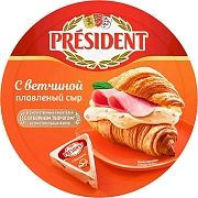 Сыр плавленый President с ветчиной 45%, 140г