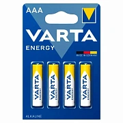 Батарейки алкалиновые 'мизинчиковые' КОМПЛЕКТ 4 шт., VARTA ENERGY, ААА (LR03,15А), блистер, 41032294
