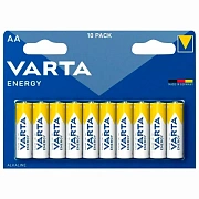 Батарейки алкалиновые 'пальчиковые' КОМПЛЕКТ 10 шт., VARTA ENERGY, АА (LR6, 24А), блистер, 410622949