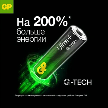 Батарейка Gp Ultra Plus AA LR06, 1.5В, алкалиновая, 4шт/уп