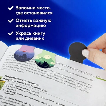 Закладки для книг МАГНИТНЫЕ, 'SUNSET', набор 6 шт., 32х28 мм, BRAUBERG, 113169
