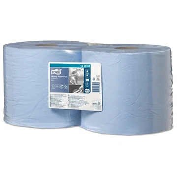 Протирочная бумага Tork Plus W1/W2, 130052, в рулоне, 255м, 2 слоя, голубая