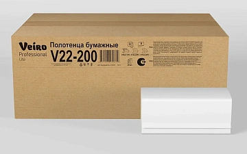 Бумажные полотенца Veiro Professional Lite H3, 2 слоя, V-сложение, 200лист, белые, V22-200