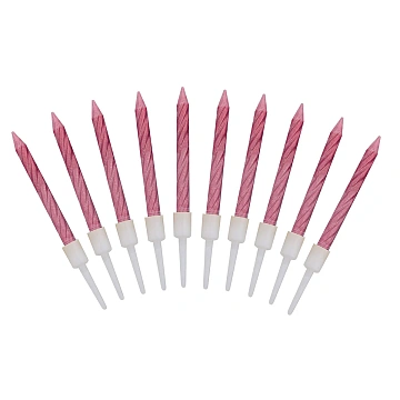 Свечи прямые Fiolento с держателем розовый-металлик, 10шт