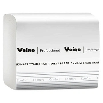 Туалетная бумага листовая Veiro Professional Comfort TV201, 250 листов, 2 слоя, белая, V укладка