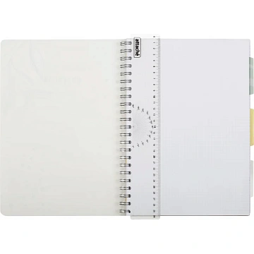 Бизнес-тетрадь 120л,клетка,А4 Flora 1,пласт.обл,серебр.спир,3раздел,линейка