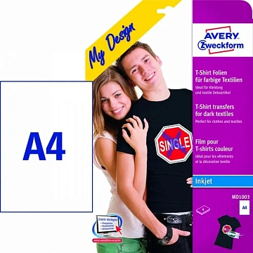 Пленка для ткани Avery Zweckform MD1003, 210x297мм, 4 листа, А4, для струйной печати