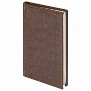 Телефонная книжка МАЛЫЙ ФОРМАТ (80х130 мм) А7, BRAUBERG 'Cayman', под крокодиловую кожу, 56 л., вырубной алфавит, коричневая, 125135