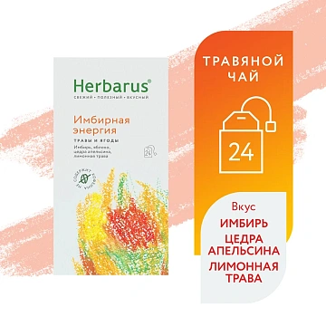 Чайный напиток напиток Herbarus, Имбирная Энергия, 24пак