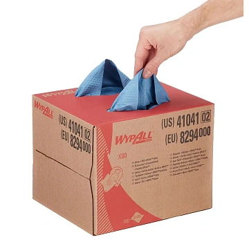 Протирочные салфетки Kimberly-Clark WypAll X80 8294, листовые, 160шт, голубые