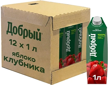Сокосодержащий напиток Добрый Яблоко-клубника, 1л