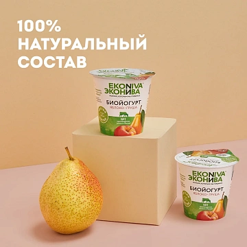Биойогурт Эконива с яблоком и грушей 2.8%, 125г