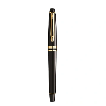 Ручка подарочная перьевая WATERMAN 'Expert 3 Black Lacquer GT', черный лак, позолоченные детали, синяя, S0951640