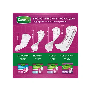 Прокладки Depend Super для женщин при недержании, 8шт