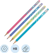Карандаш чернографитный Attache Soft HB, ласт, шестигр, дерево, в асс