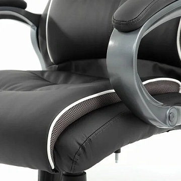 Кресло офисное BRABIX PREMIUM 'Strong HD-009', НАГРУЗКА до 200 кг, экокожа черная, ткань серая, 5319