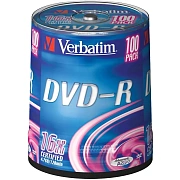 Носители информации DVD-R, 16x, Verbatim Azo Matt Silver, Cake/100, 43549