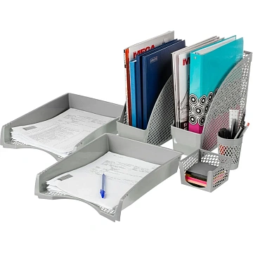 Набор лотков настольный пластиковый Attache сер