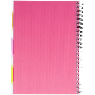 Бизнес-тетрадь 140л,кл,А4,SPIRAL BOOK Розовый,евроспир,обл.пласт,разд.84105