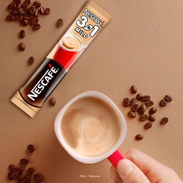Кофе растворимый порционный NESCAFE '3 в 1 Мягкий', КОМПЛЕКТ 20 пакетиков по 14,5 г, 12460876