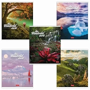 Тетрадь А5 96 л. HATBER скоба, линия, обложка картон, 'Удивительный мир' (микс), 063258, 96Т5В2