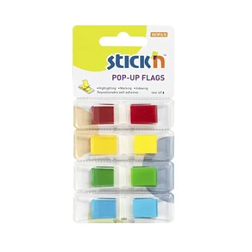 Клейкие закладки пластиковые Stick'n Stick'n 4 цвета, 12х45мм, 140шт