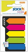 Клейкие закладки пластиковые Hopax Стрелка, 45х12мм, 5цветов по 25 листов, неоновые