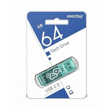 Флеш-диск 64 GB SMARTBUY Glossy USB 2.0, зеленый, SB64GBGS-G
